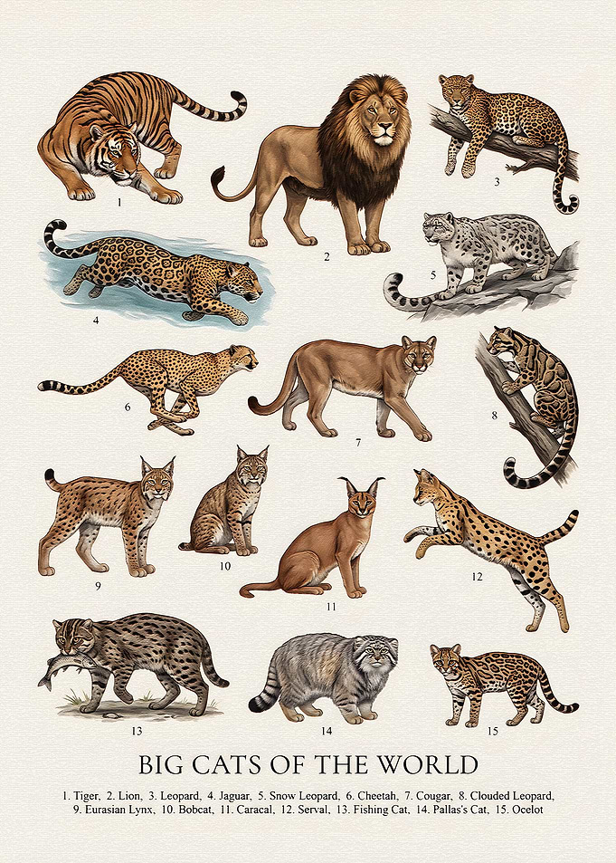 Big Cats of the World Poster
