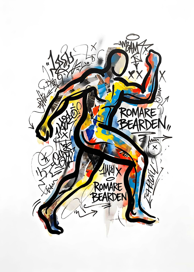 Abstract Graffiti Style Running Figure