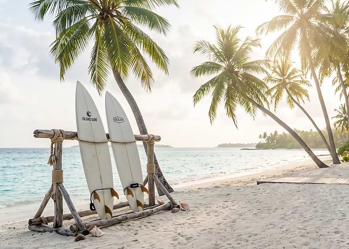 Surfboards on a Tropical Beach
