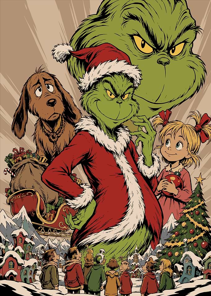 The Grinch Christmas Illustration