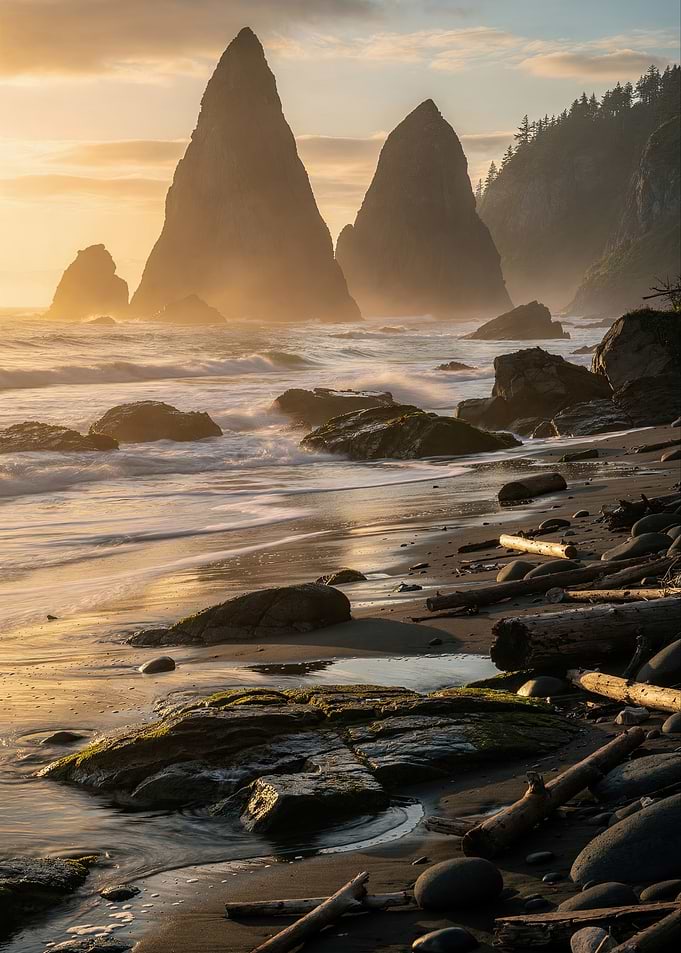 Golden Sunset at Pacific Northwest Beach