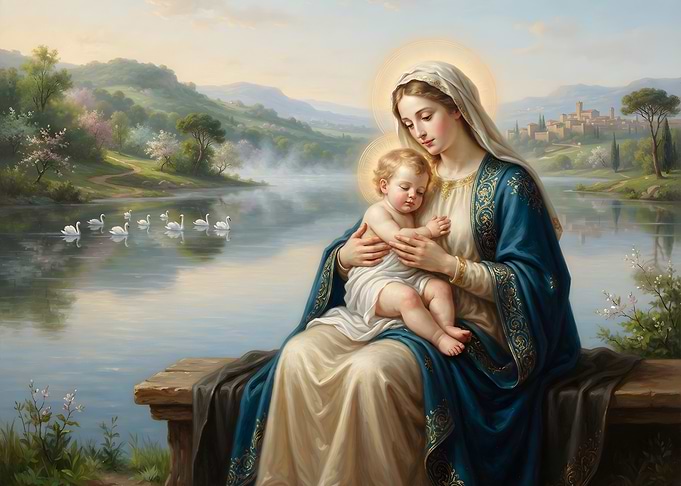 Madonna and Child by the Lake