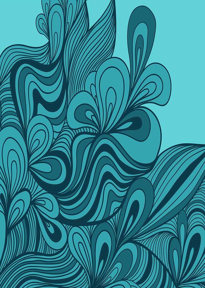 Abstract Teal Wave Pattern