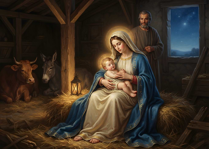Nativity Scene with Holy Family