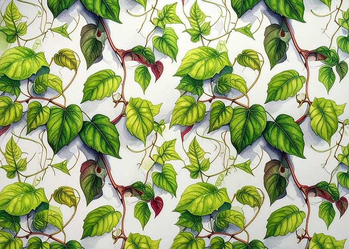 Vibrant Green Ivy Leaf Pattern