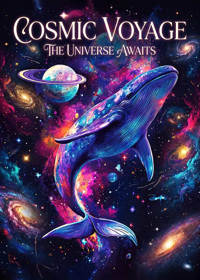 Cosmic Voyage Space Whale Poster