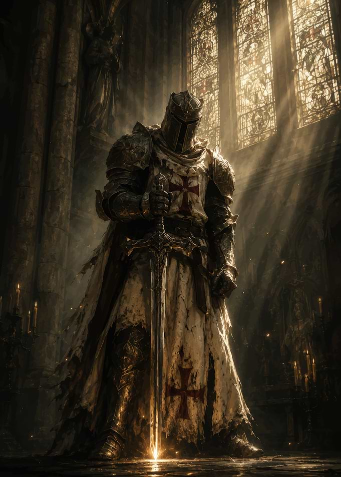 Crusader Knight in Cathedral