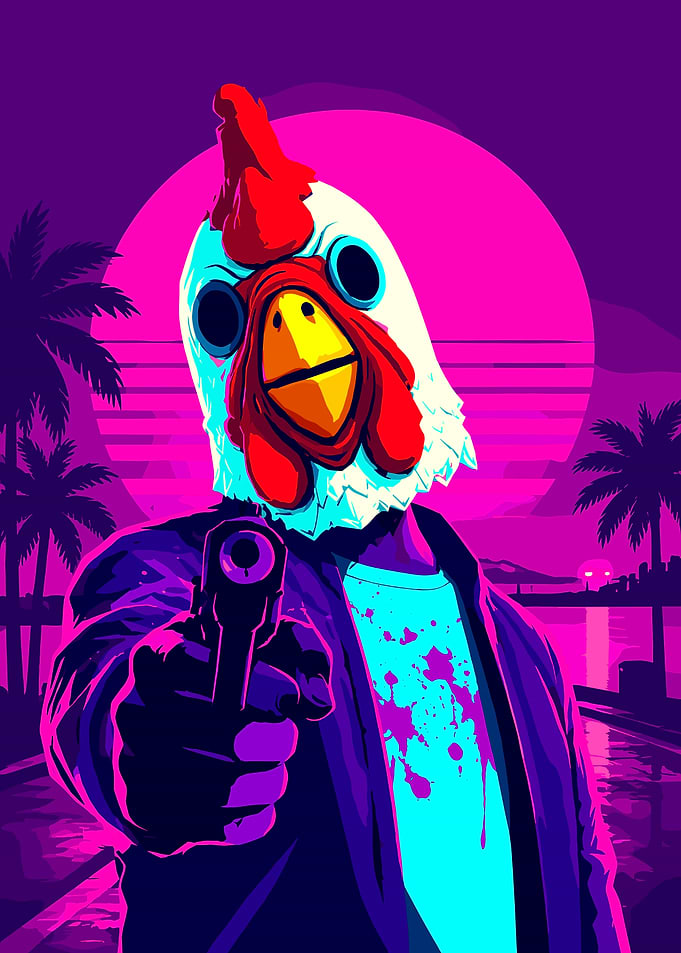 Hotline Miami Synthwave Chicken Mask