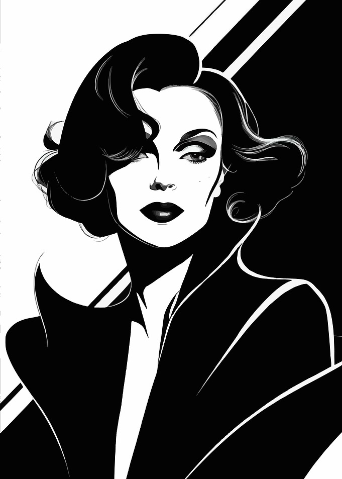Noir Style Portrait of Glamorous Woman