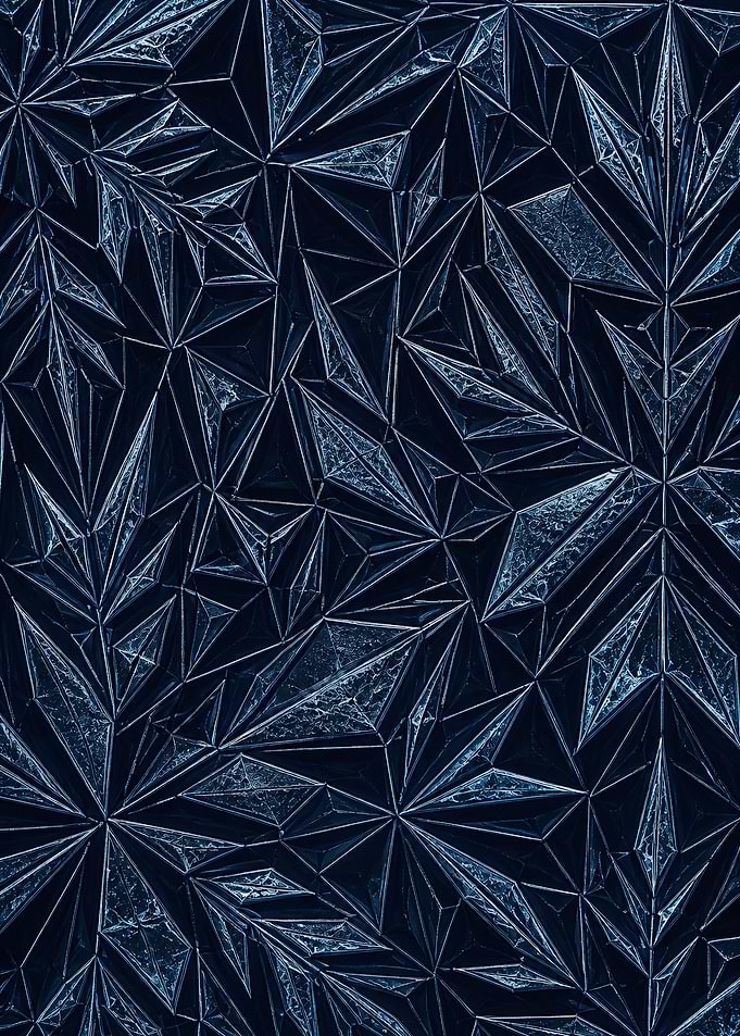 Frost Crystal Lattice on Navy Abstract
