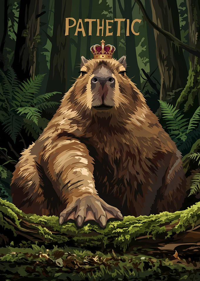 Regal Capybara King Meme Art