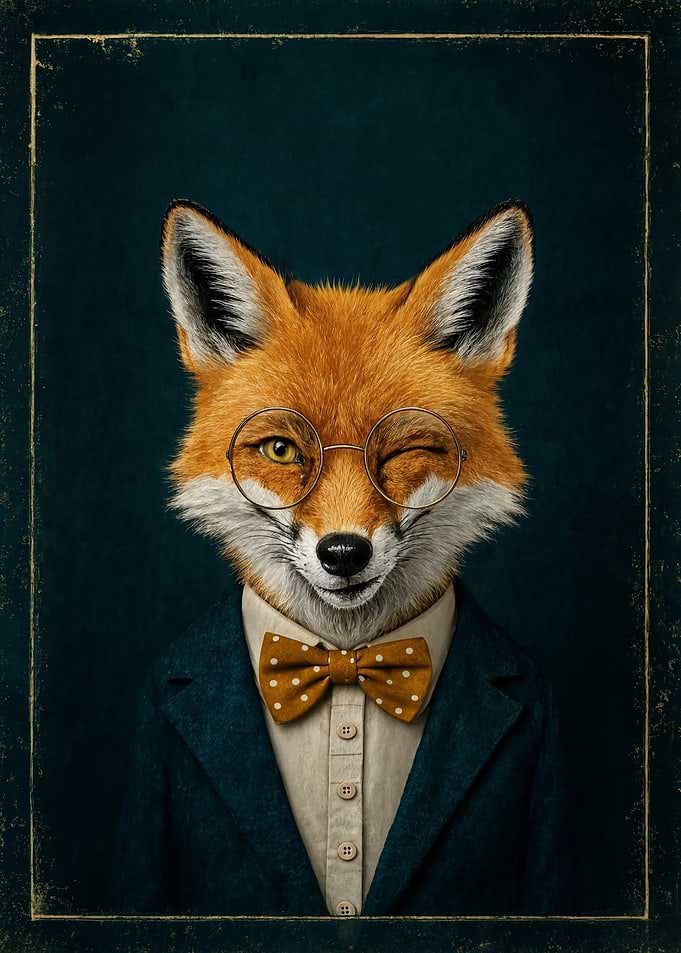 Dapper Fox in Glasses Portrait
