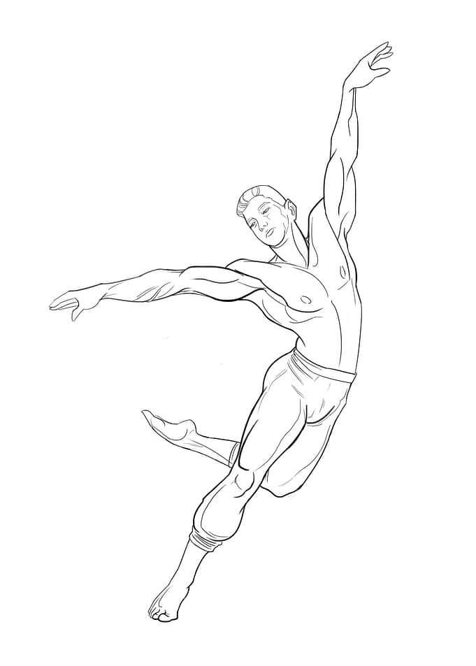 Line Art of Male Ballet Dancer