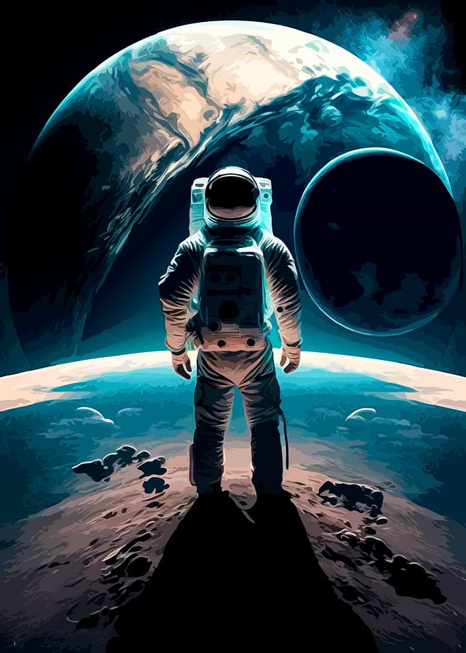 Astronaut Standing on Alien Planet