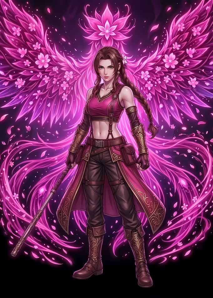 Aerith Gainsborough with Pink Phoenix Wings
