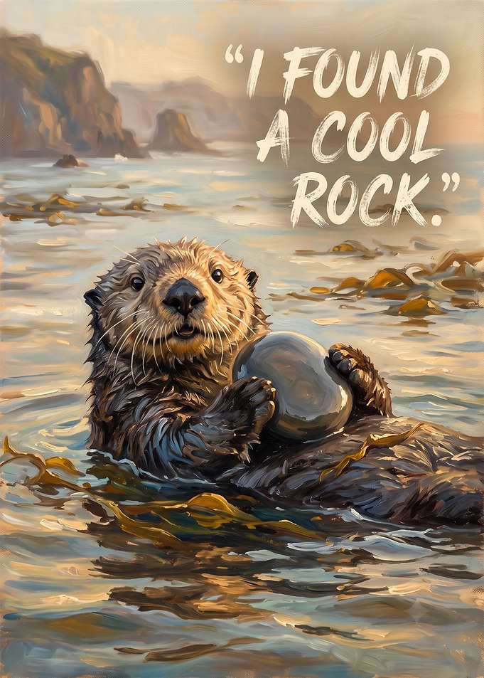 Cute Sea Otter Holding a Rock