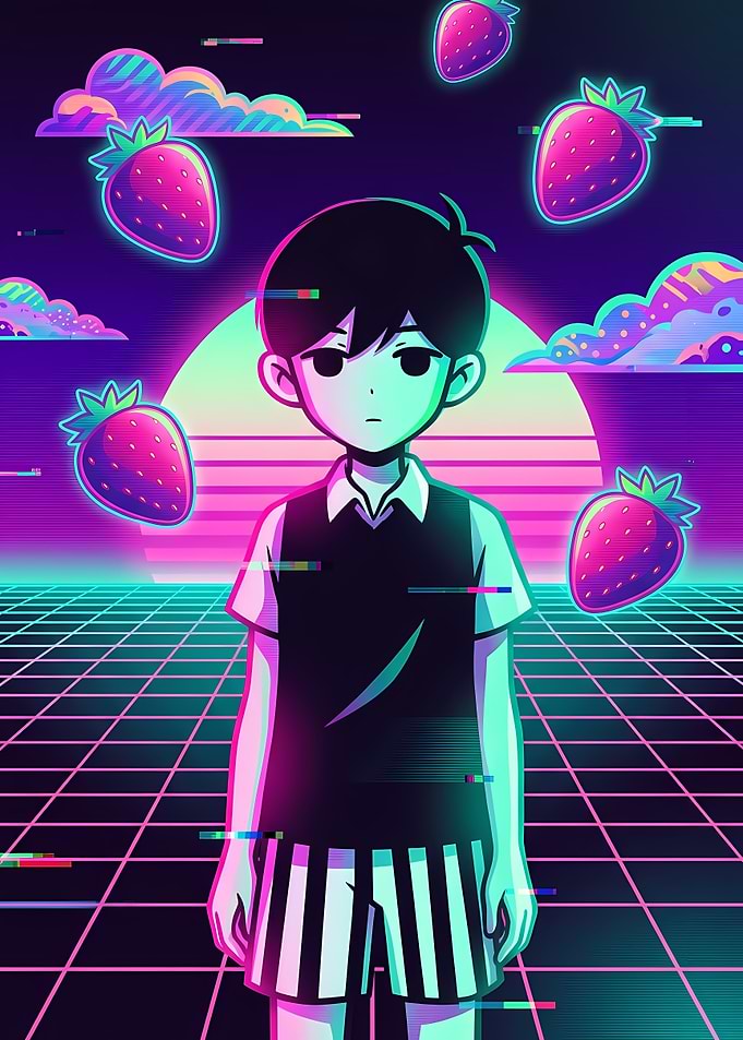 Omori Synthwave Aesthetic Digital Art