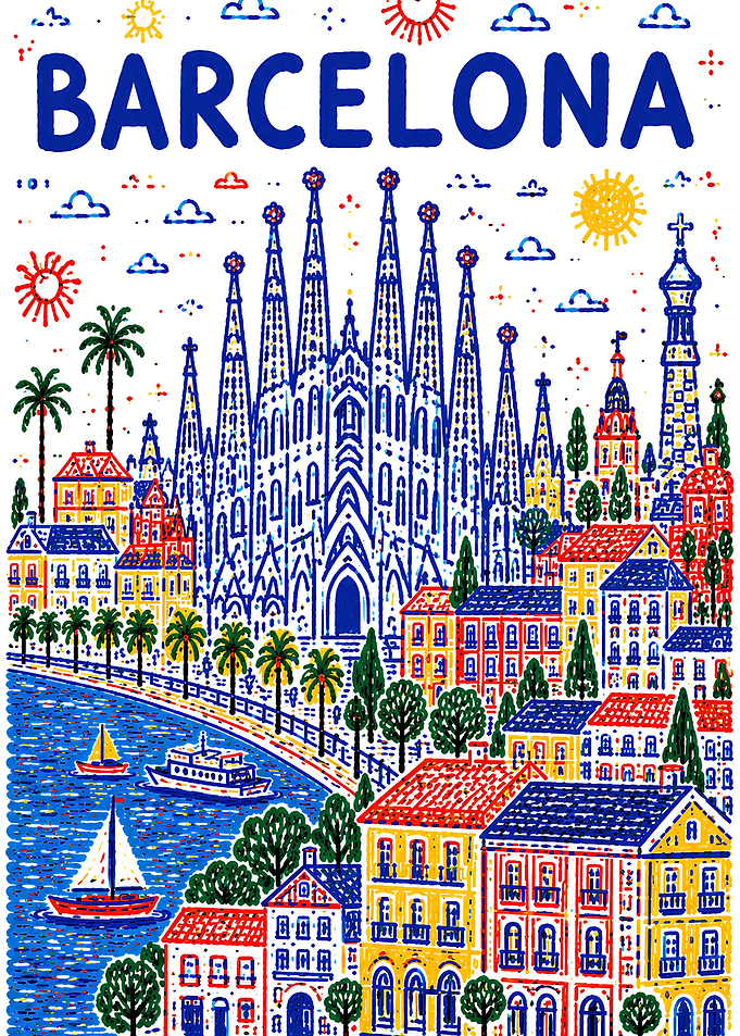 Barcelona Cityscape Illustration