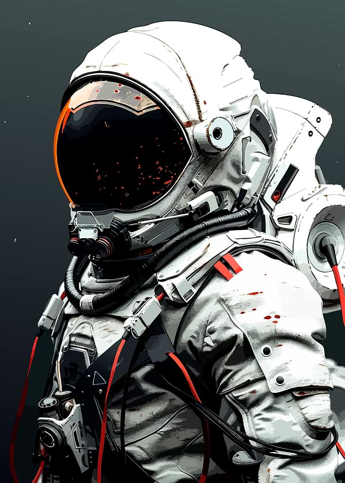 Weathered Astronaut in White Suit