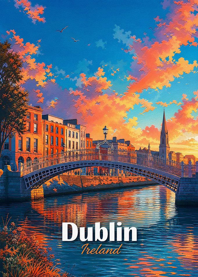 Dublin Ha'penny Bridge Sunset Poster