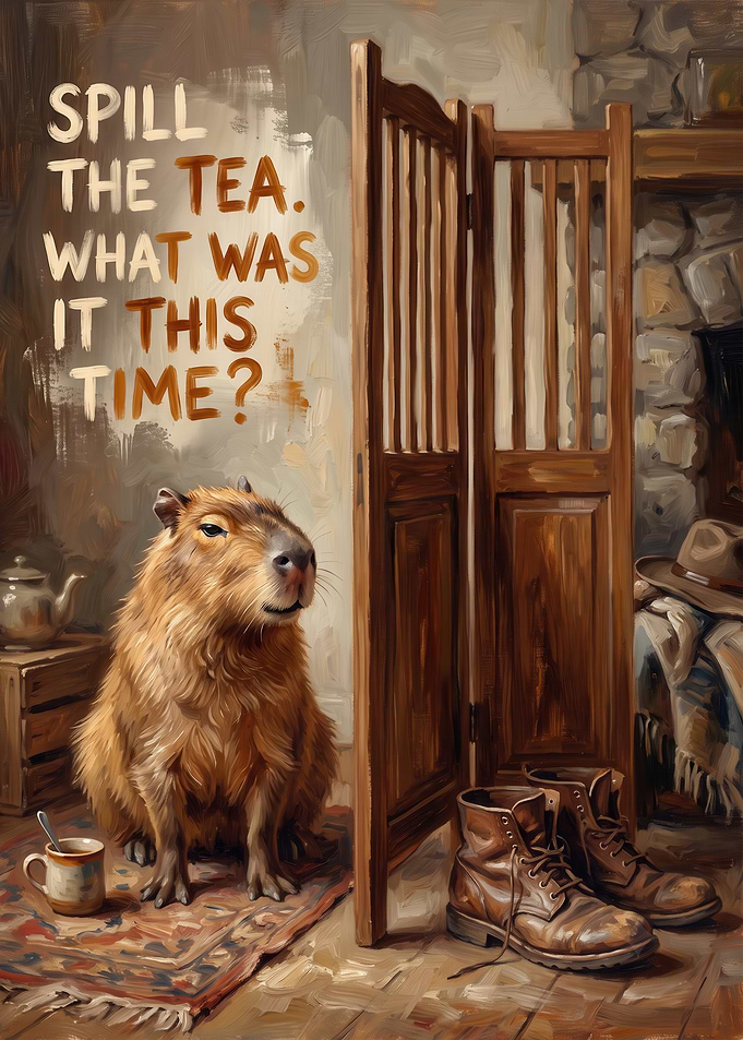 Capybara Spill the Tea Painting