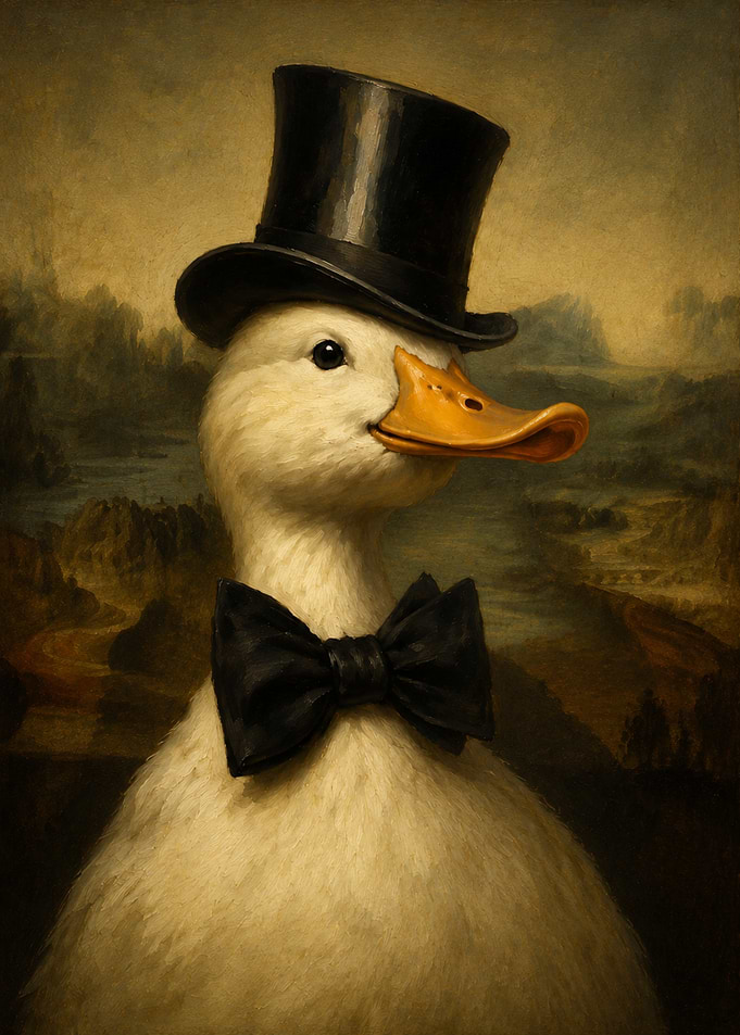 Dapper Duck in Top Hat Portrait