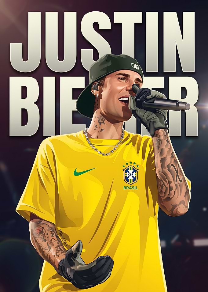 Justin Bieber in Brazil Jersey Portrait
