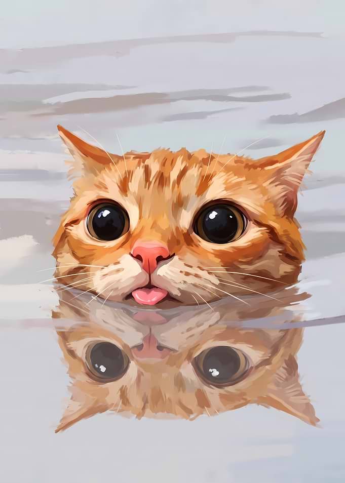 Cute Orange Cat Blep Reflection
