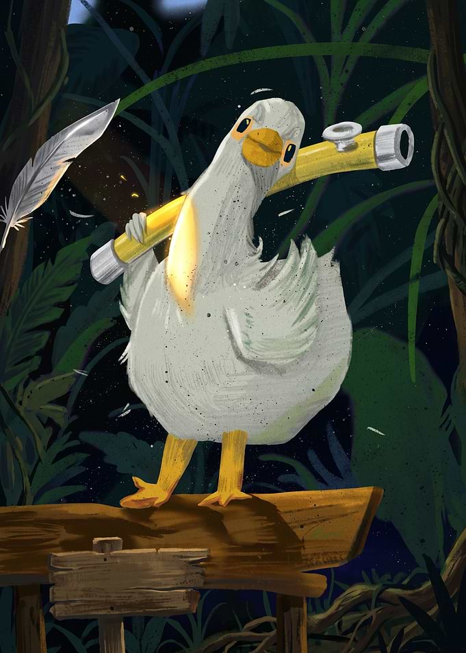 Goose with a Golden Pipe
