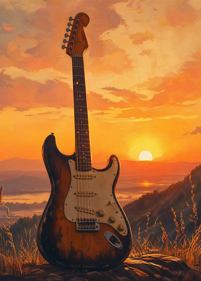 Electric Guitar at Sunset