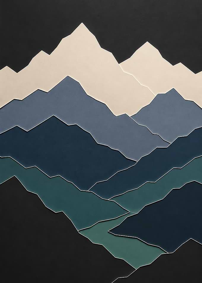 Stacked Papercut Mountain Ridges