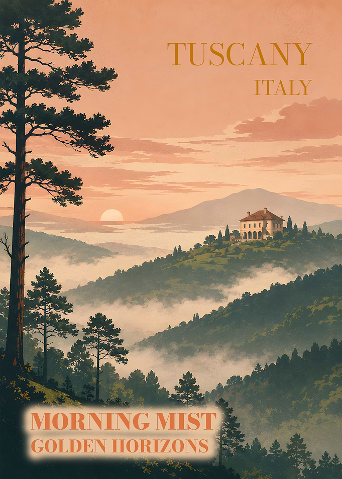 Tuscany Italy Morning Mist Poster