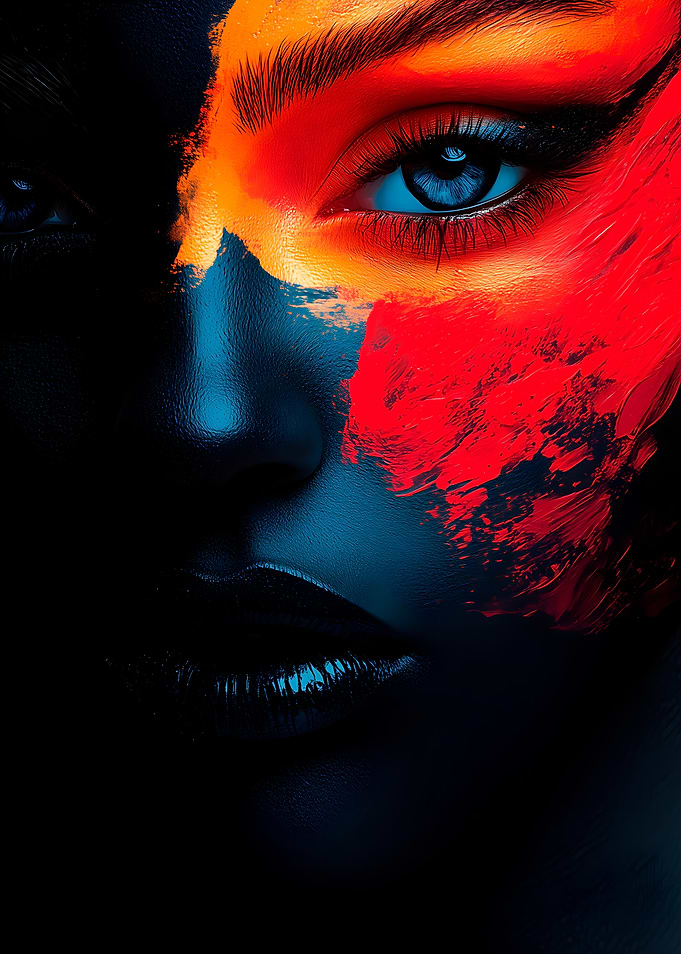 Abstract Portrait with Neon Paint