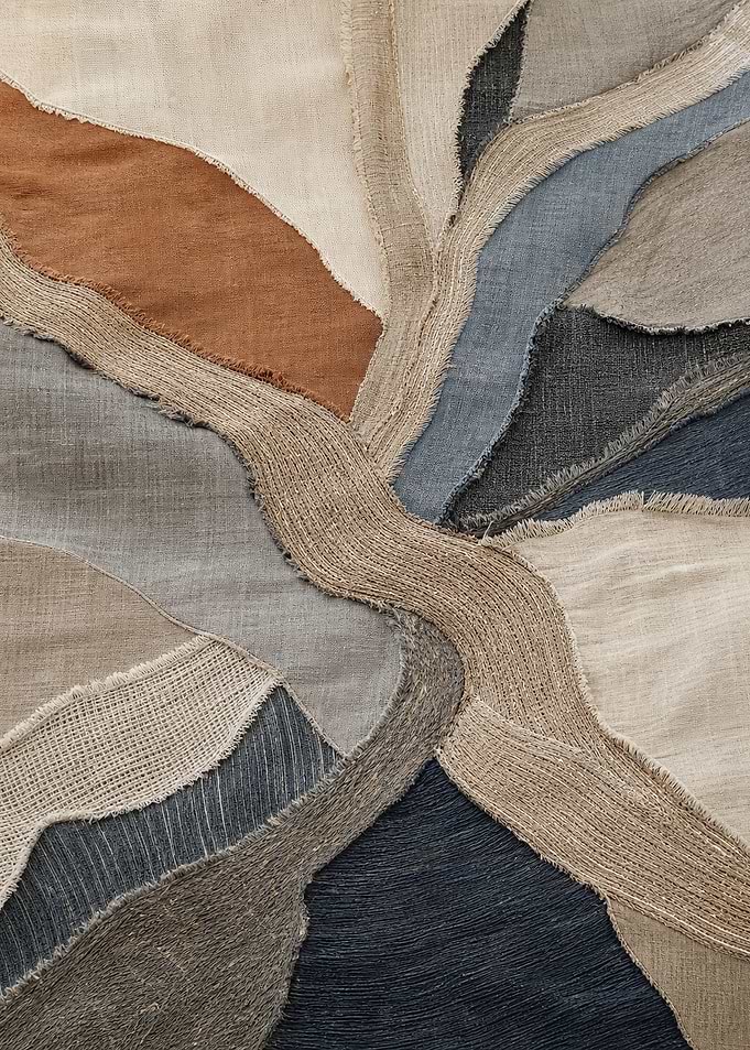 Woven Linen River Delta Abstract