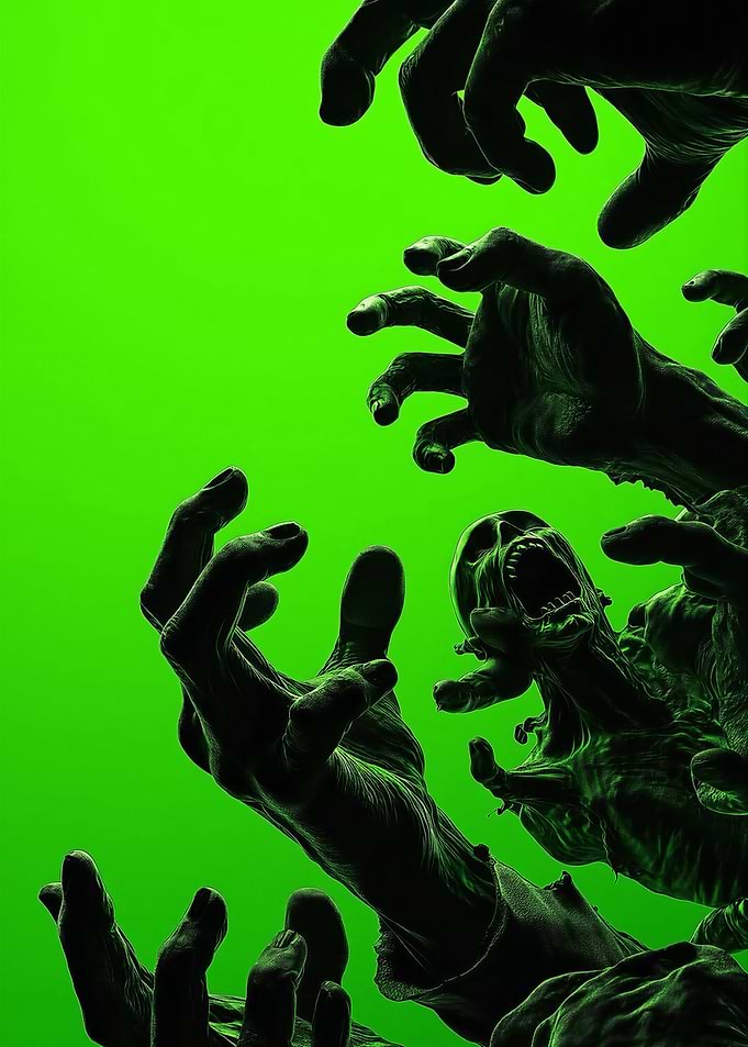 Screaming Zombie Hands Reaching Out