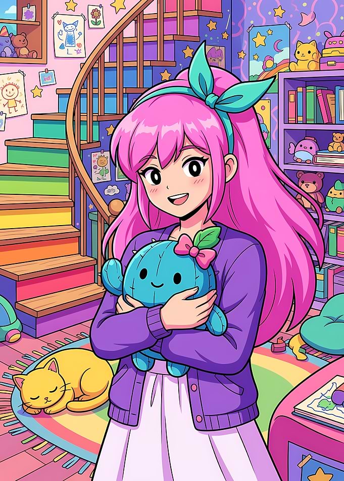 Aubrey from OMORI with Cactus Plush