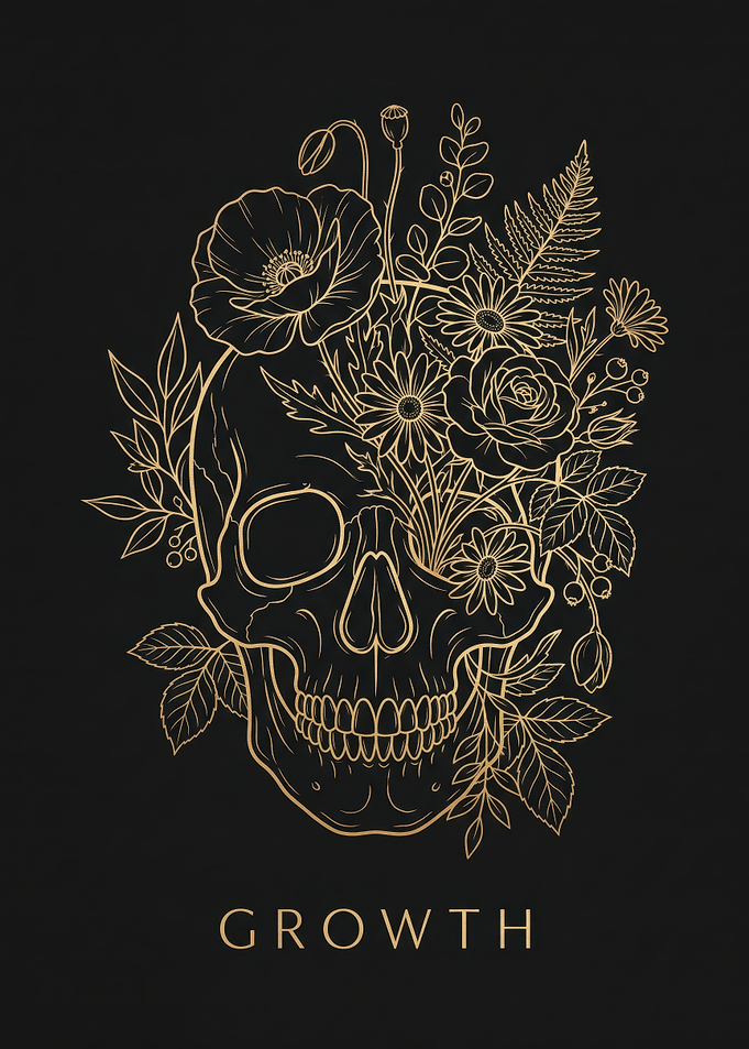 Floral Skull Growth Illustration