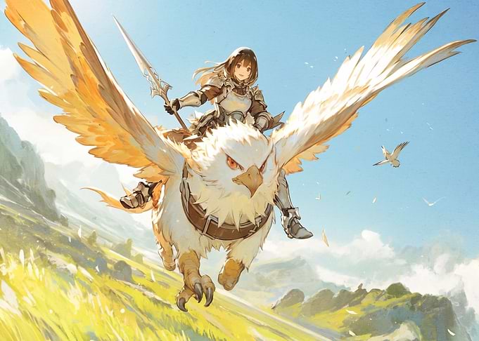 Knight Riding a Majestic Griffin