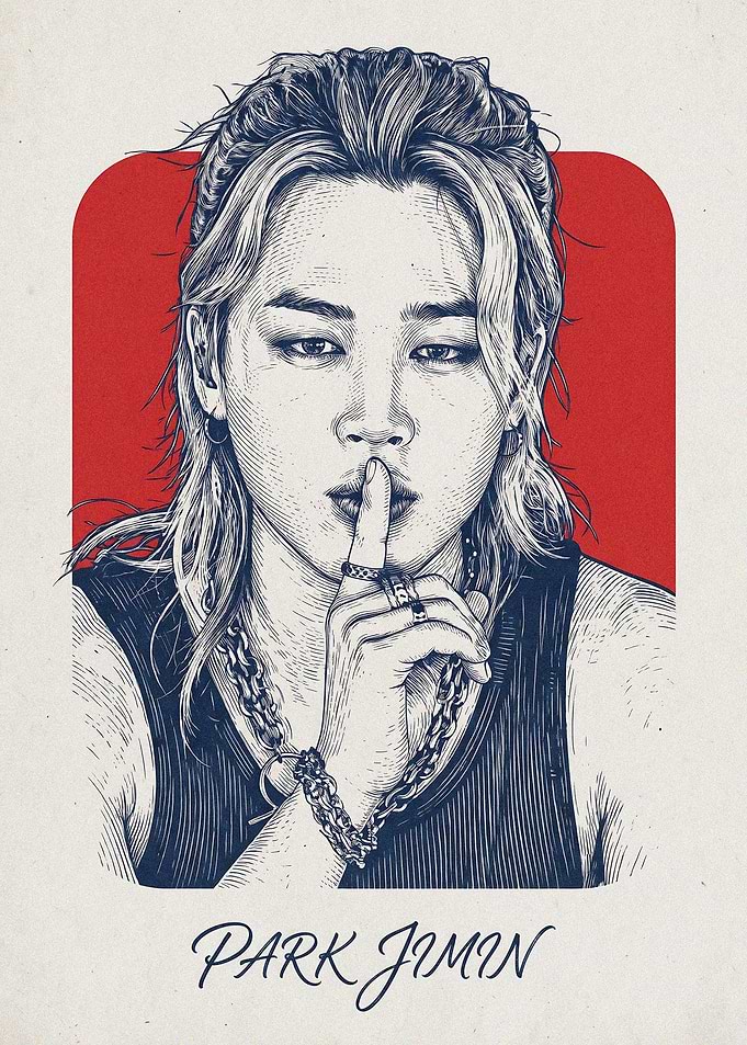 Park Jimin Engraved Style Portrait