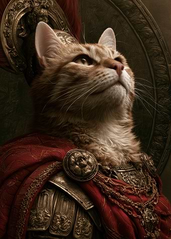 Ginger Cat Roman Centurion Portrait