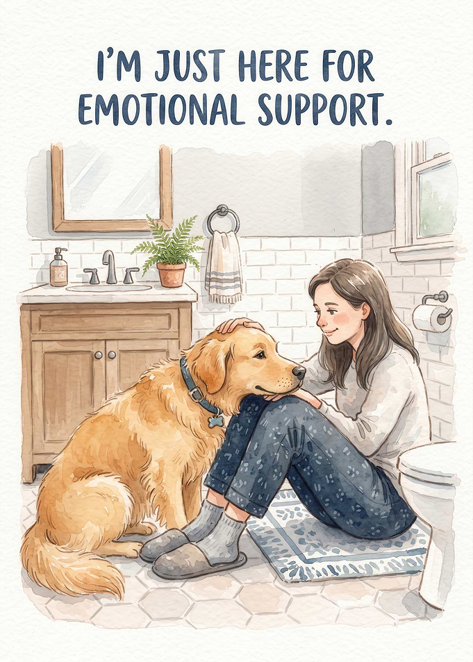 Emotional Support Golden Retriever Illustration