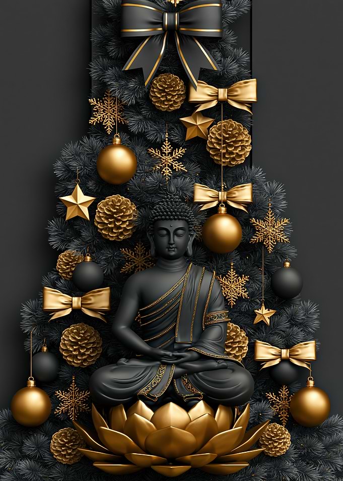 Black and Gold Buddha Christmas Decor