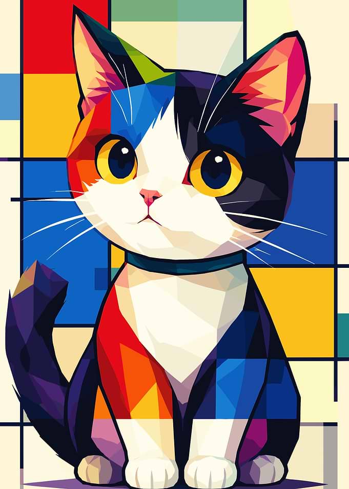 Geometric Pop Art Calico Cat