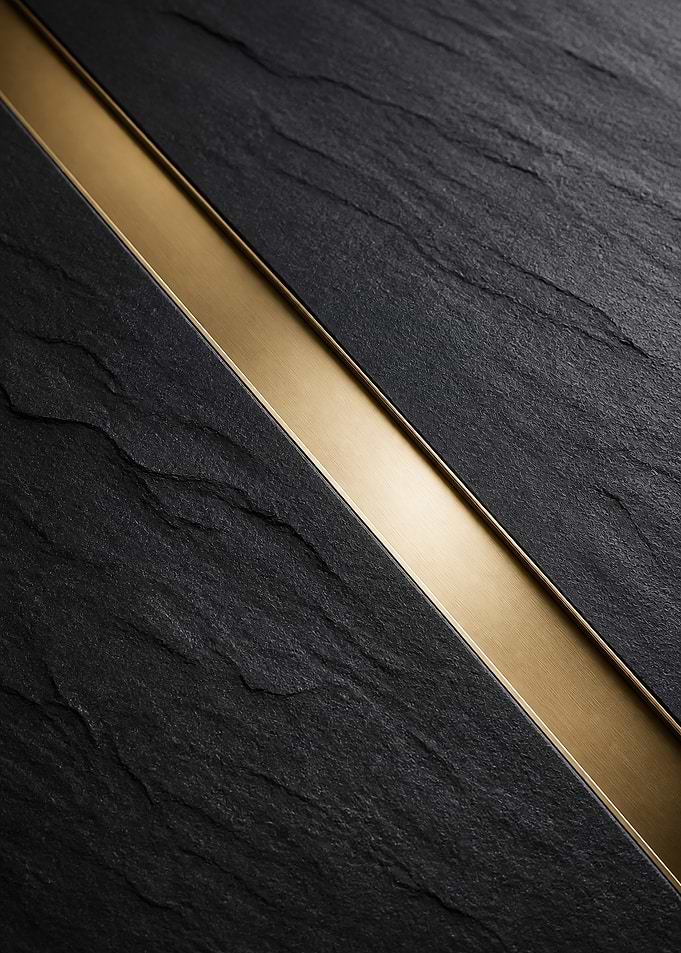 Brass Channel Cut Through Dark Stone