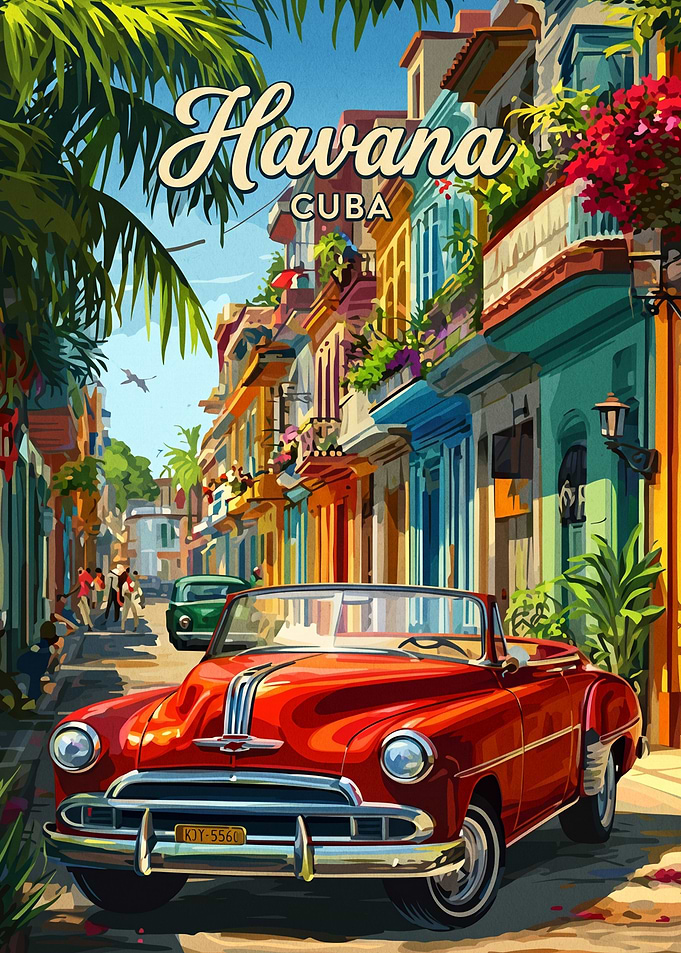 Vintage Havana Cuba Travel Poster