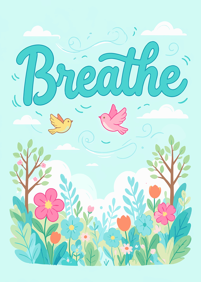 Breathe Inspirational Floral Illustration