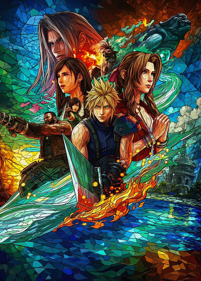 Final Fantasy VII Stained Glass Art