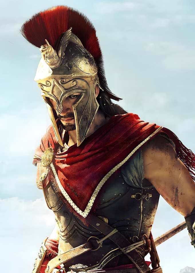 Spartan Warrior in Golden Helmet