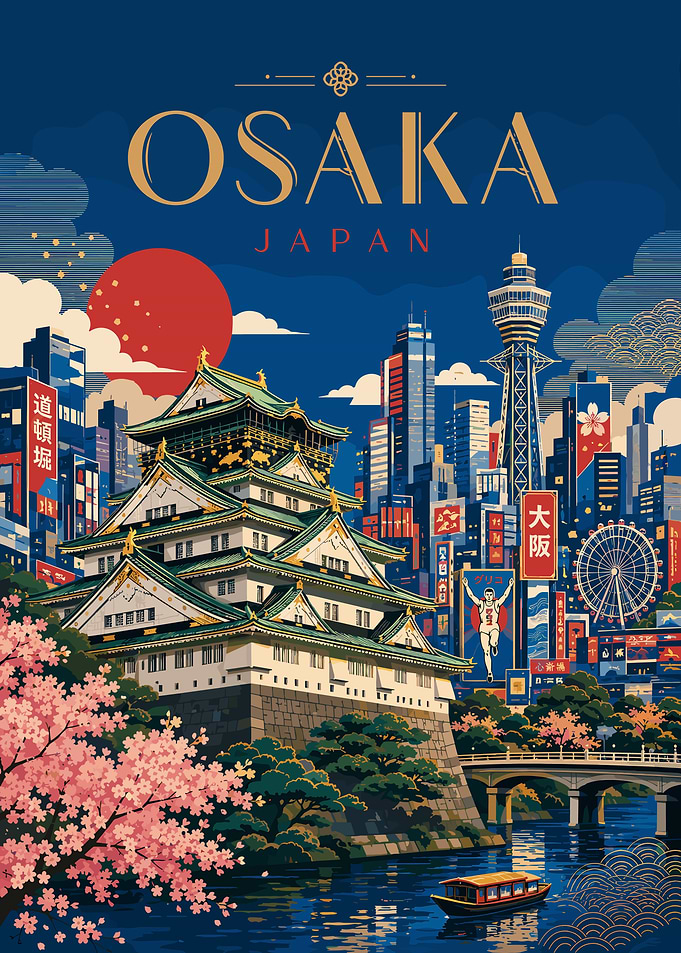 Osaka Japan Travel Poster
