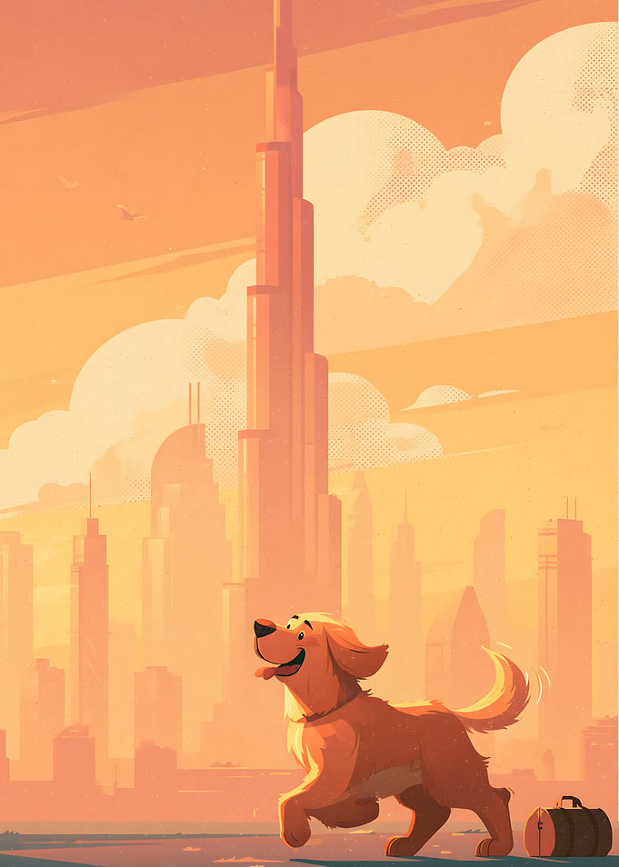 Golden Retriever Traveling in Dubai